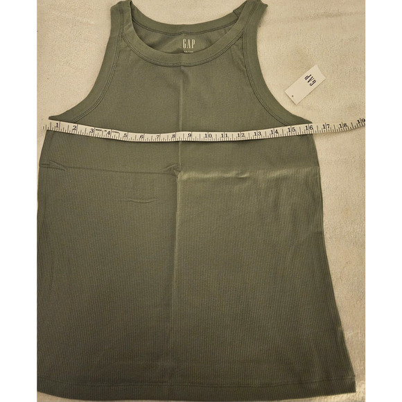 Gap Rib Halter Tank Top Sleeveless Woman's Sage Green Size Large NWT - Picture 3 of 11